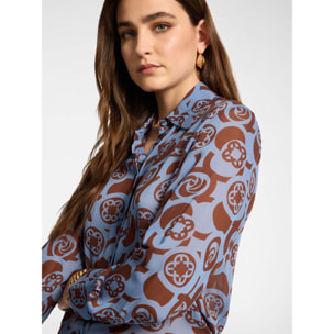 Elena Mirò - Camicia in viscosa stampata - Azzurro