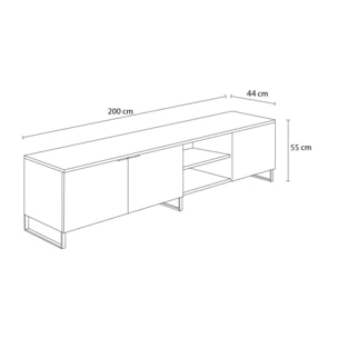 Auxane - meuble TV - bois et noir - 200 cm - style contemporain - Bois / Noir