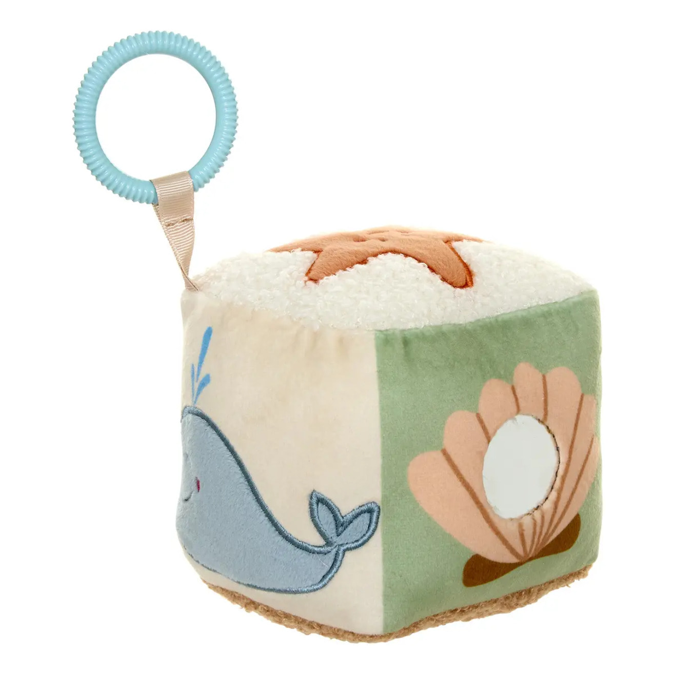 Cube tissu d'activités Noa thème mer 13,5x13,5cm beige