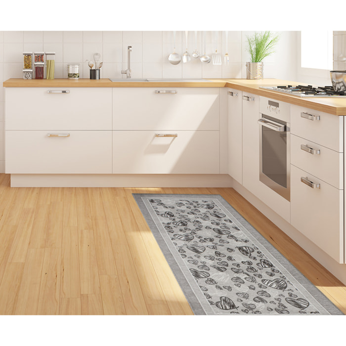 TAPPETO DA CUCINA MELODY GRIGIO PERLA CON FONDO ANTISCIVOLO