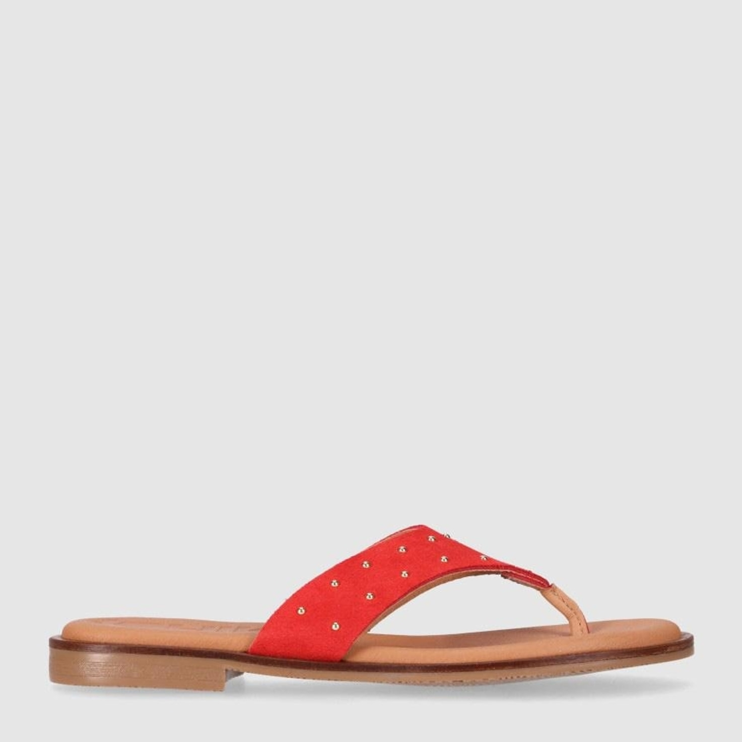Sandalias de Serraje - Rojo - Tacón: Bajo