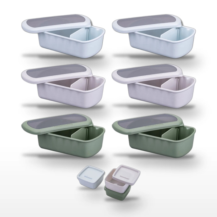 Lot de 6 Lunchbox et Set de 3 boîtes à sauce Fackelmann Storage