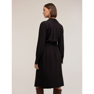 Motivi - Vestito chemisier in twill drappeggiato - Nero