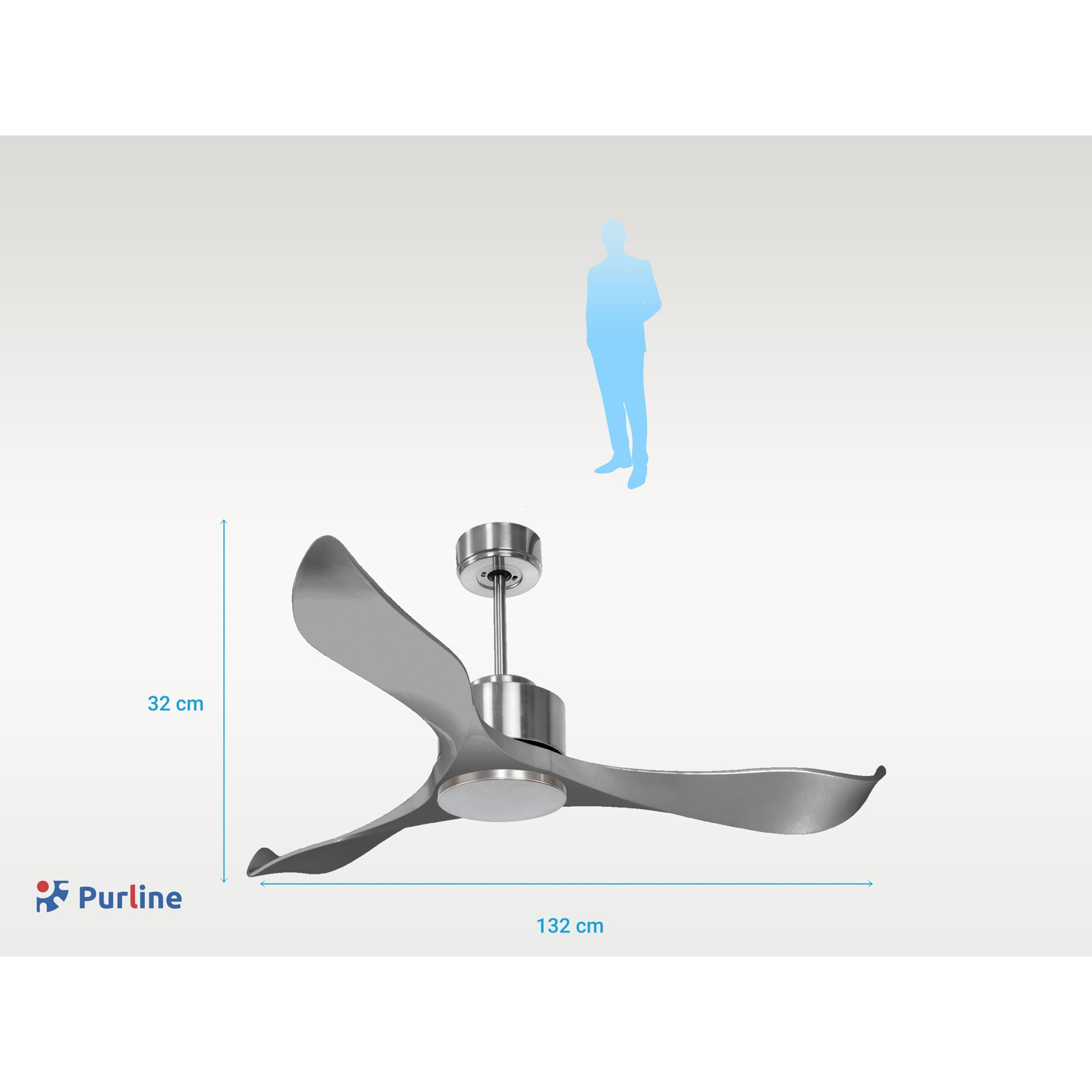 Ventilateur de plafond ø132 cm avec Wifi Réversible Hypersilence 40   W argent