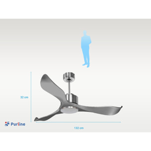 Ventilateur de plafond ø132 cm avec Wifi Réversible Hypersilence 40   W argent