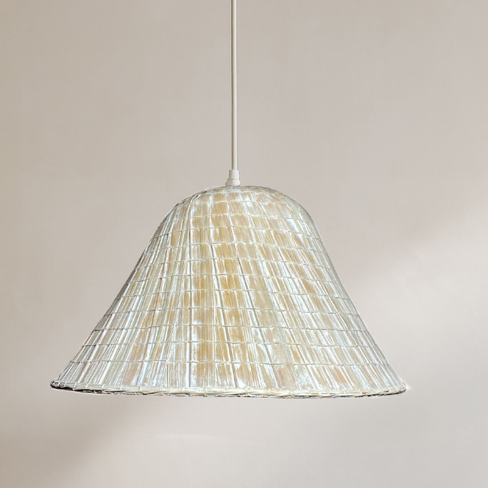 Suspension en feuilles de palmier blanche 40cm MAA