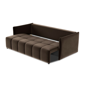 Petra - canapé 3 places convertible avec coffre - en velours - Taupe