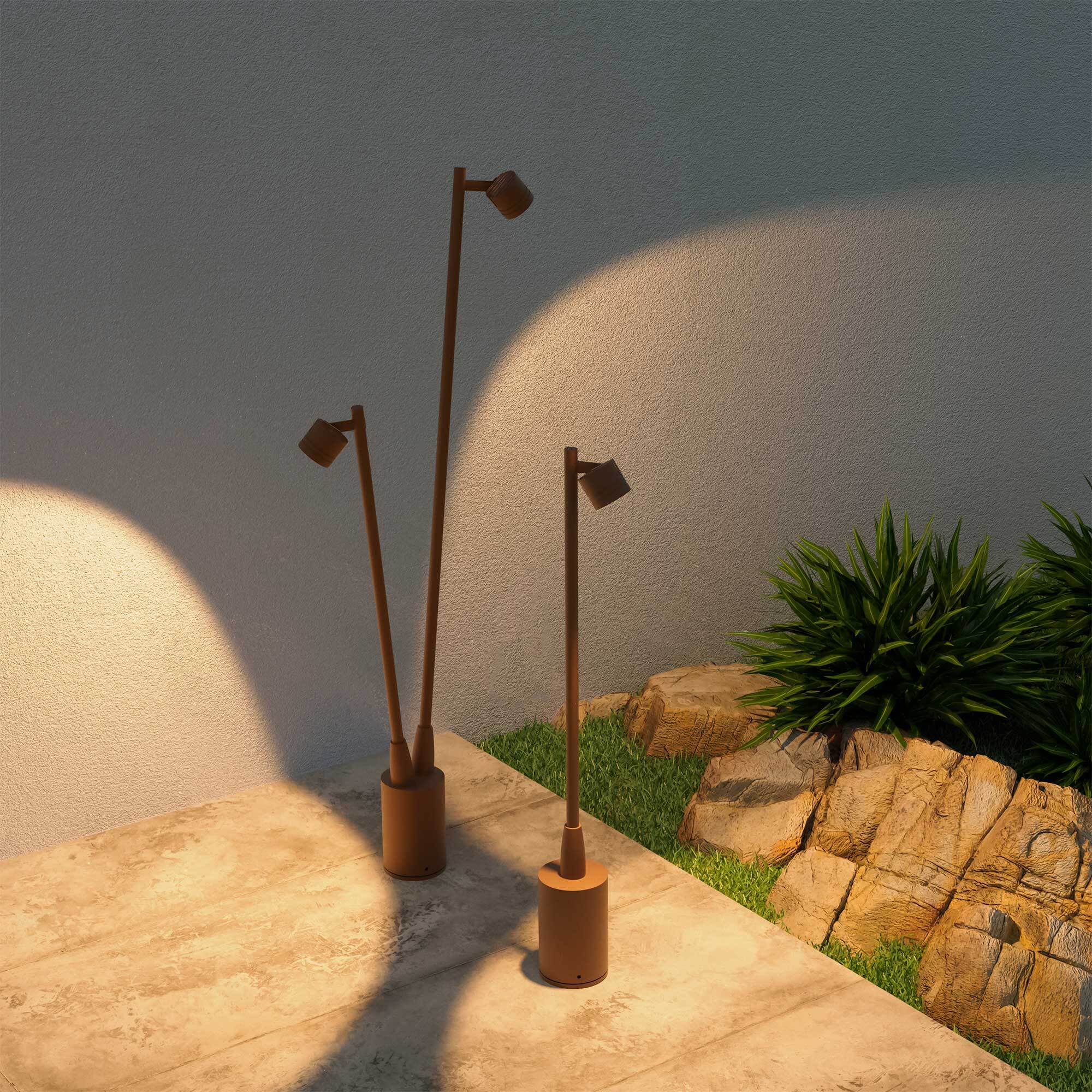 FORLIGHT Fint baliza doble marrón con led blanco cálido 3000K
