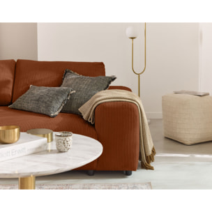 Garance - canapé droit 3 places - en velours côtelé - Terracotta