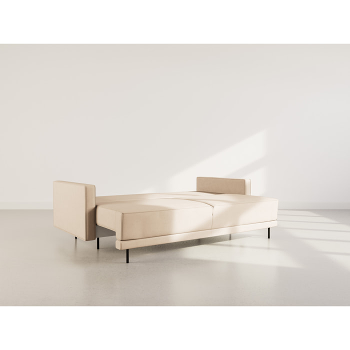 Charlie - Canapé droit 3 places convertible avec coffre en simili - Beige