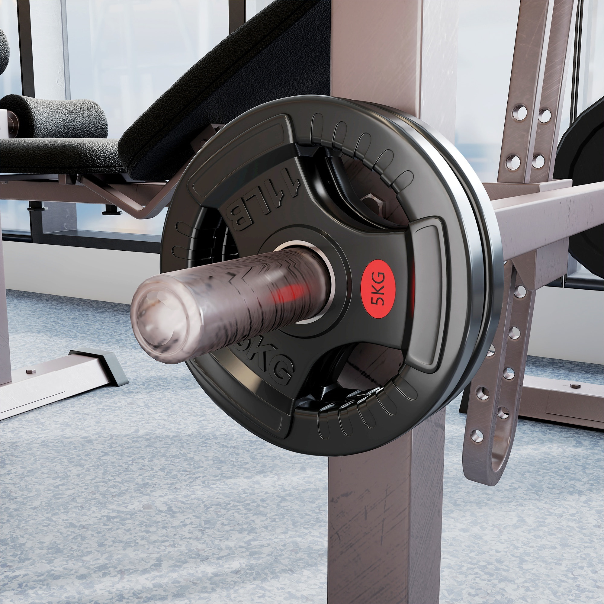 Discos Pesas Olímpicos, Agujero Ø50 mm, 2 Discos de Pesas 5 kg con Anillo Interior de Acero y Triple Agarre, para Mancuernas y Barras, Entrenamiento Fitness en Casa, Gimnasio, Negro