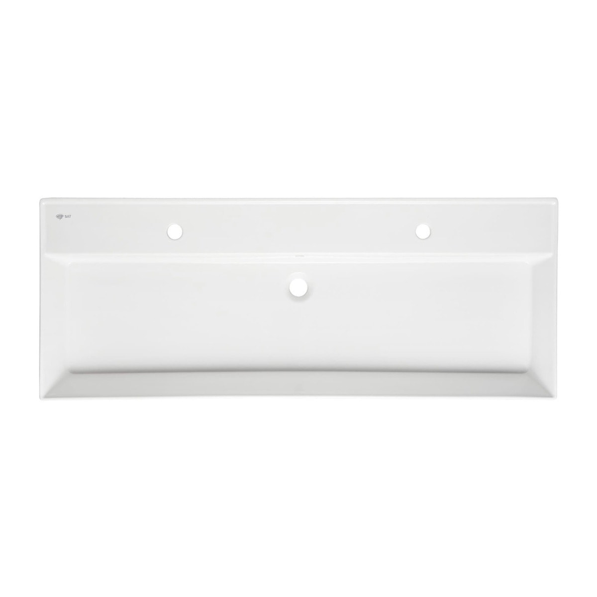 Lavabo 121,4 x 46,9 cm en céramique blanc – 2 trous – Infinitio (SATINF12046)