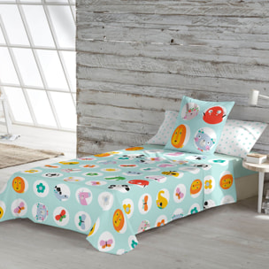 Lemon Ribbon - Juego de Sábanas Estampadas - Infantil - Incluye 1 Funda de Almohada - 100% Algodón - Points