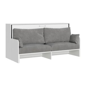 Cama abatible individual horizontal Kando Sofà con colchón Fresno Blanco -ALESSIA 20