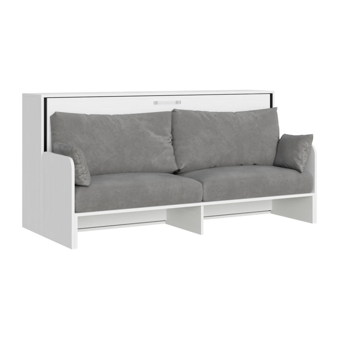 Cama abatible individual horizontal Kando Sofà con colchón Fresno Blanco -ALESSIA 20