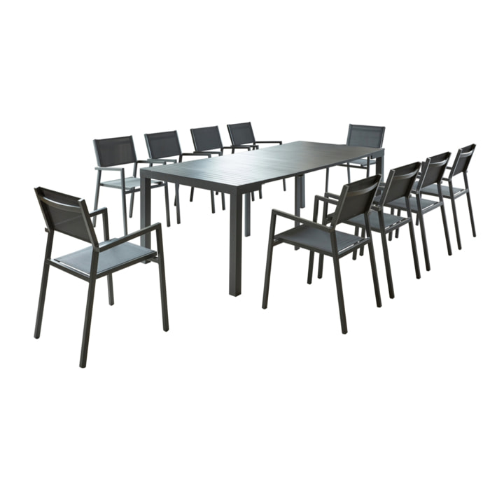 Console extensible et 10 chaises en aluminium LACOS
