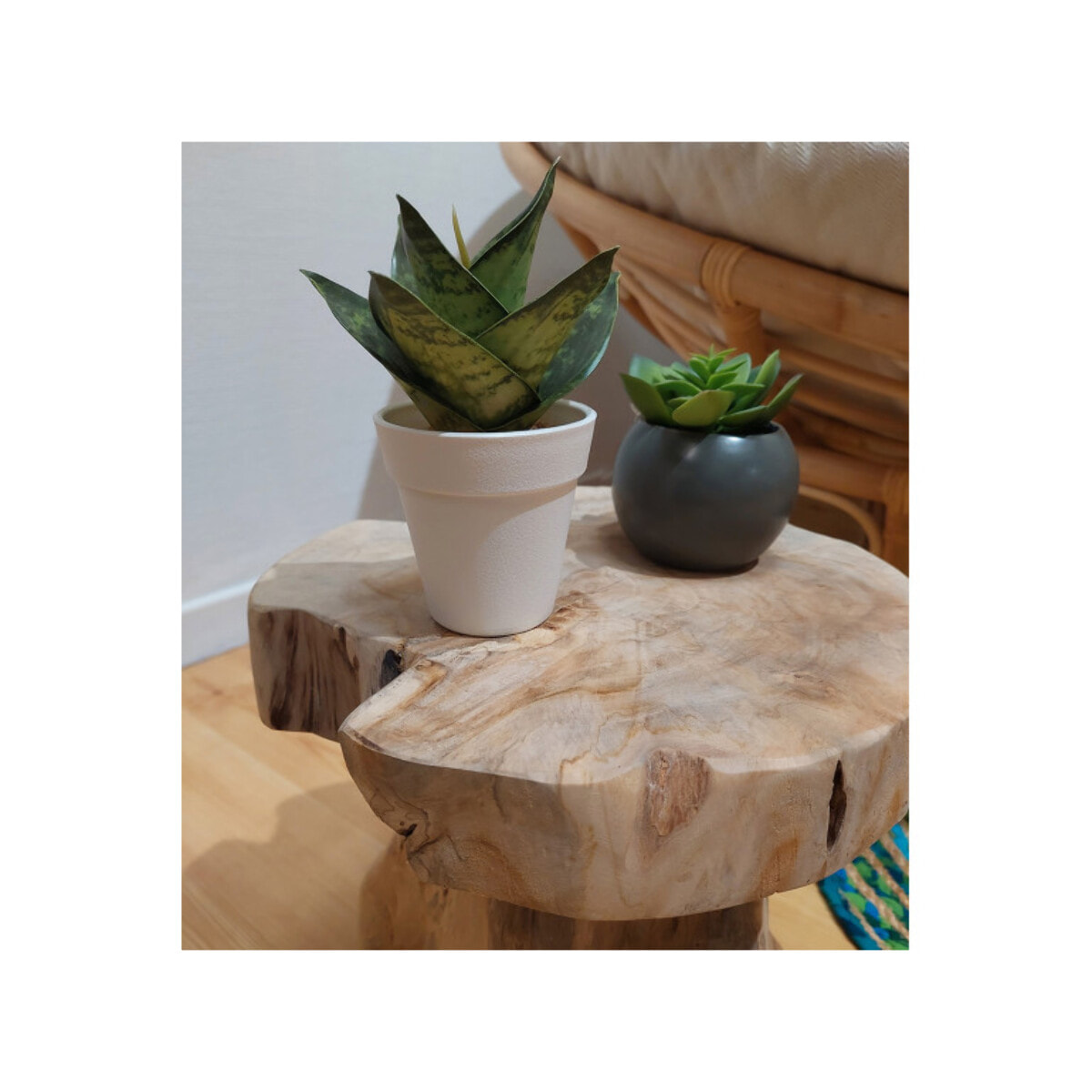 Table/tabouret d’appoint en teck - AGRA