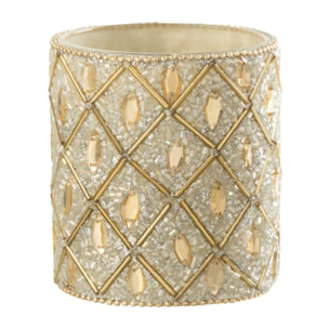 J-Line photophore - verre/Perles - blanc/or - large