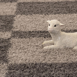 Tapis poils longs shaggy tissé motif géométrique NICO