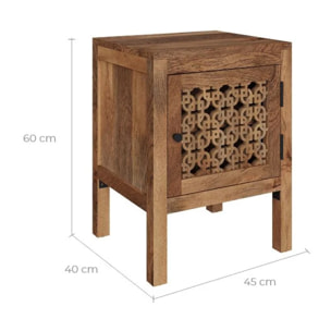 Table de chevet ajourée en bois de manguier - Jaya