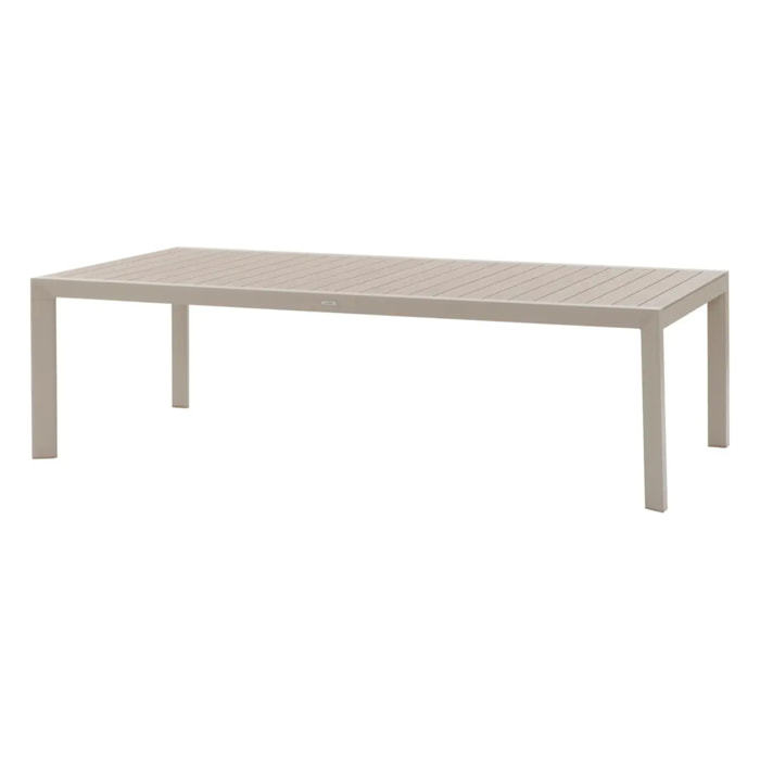 Table de jardin "Évasion" effet bois lin & argile 12 places lates en aluminium