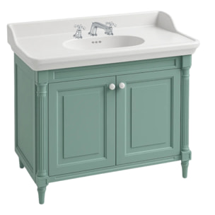 Pack meuble vasque 3 trous Cléo 1889 vert velours + mélangeur croisillons chrome