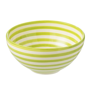 J-Line bol Granada Stripes High - céramique - blanc/vert  - large - Ø 28 cm
