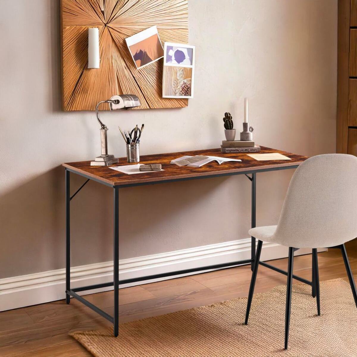 Scrivania industrial pieghevole 120x60x75 cm con top in legno - Tyler