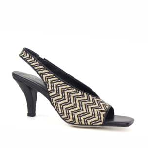 Sandalias en tejido. Tacón de 6 cm