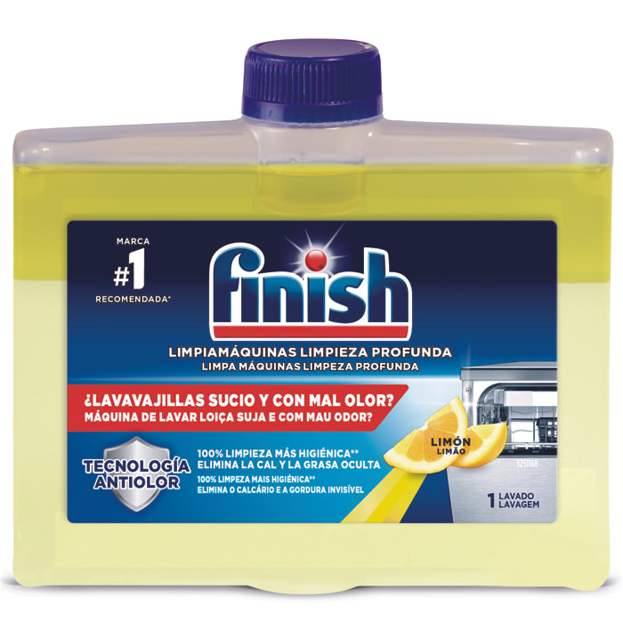 Finish Limpiamáquinas limpieza profunda para el Lavavajillas Limón, pack de 2x250ml