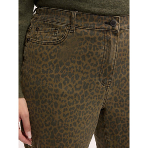 Fiorella Rubino - Jeans Barrel animal print - Verde militare