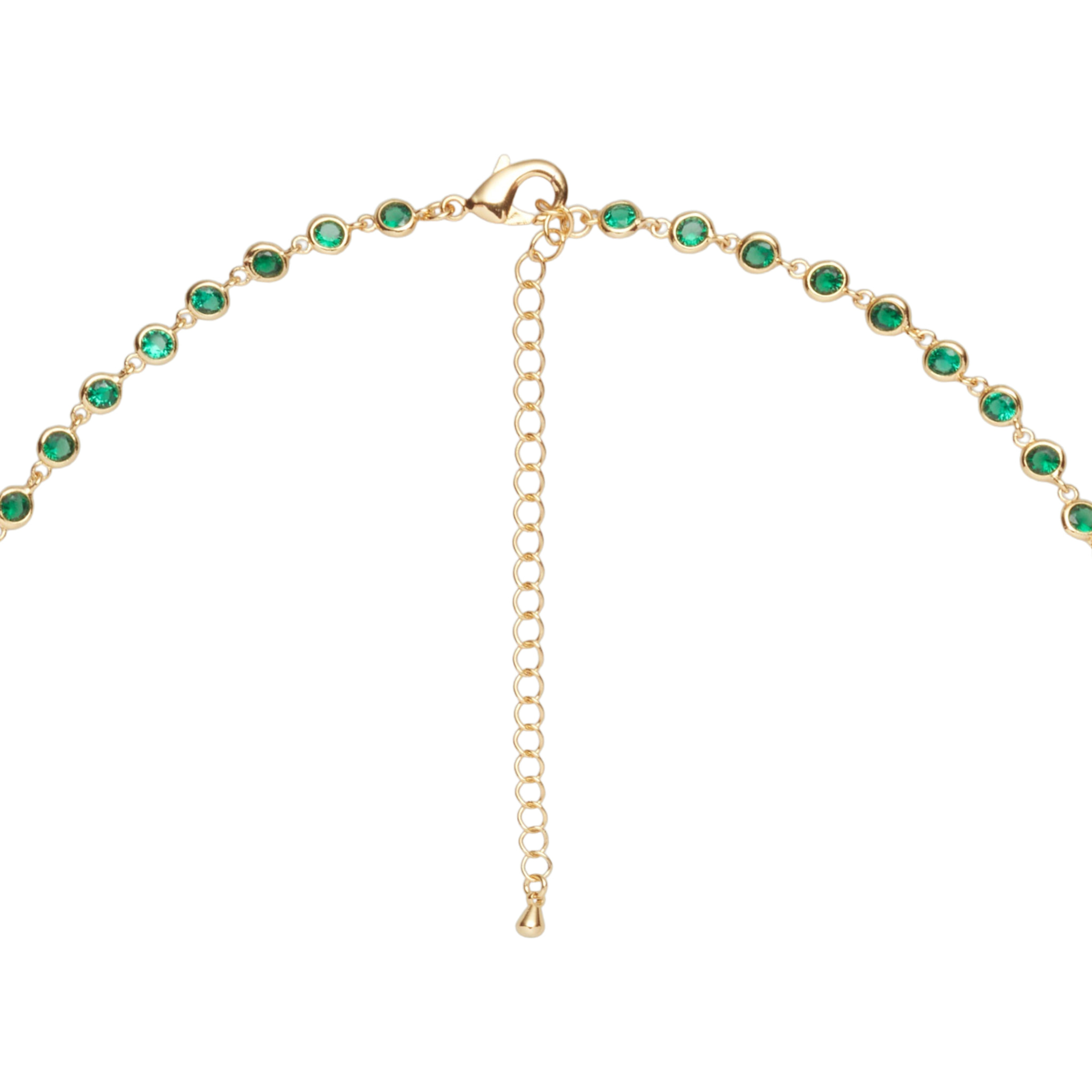 Collana U.S. Polo Assn. In metallo dorato con cristalli verde smeraldo