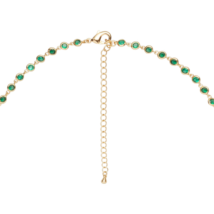 Collana U.S. Polo Assn. In metallo dorato con cristalli verde smeraldo