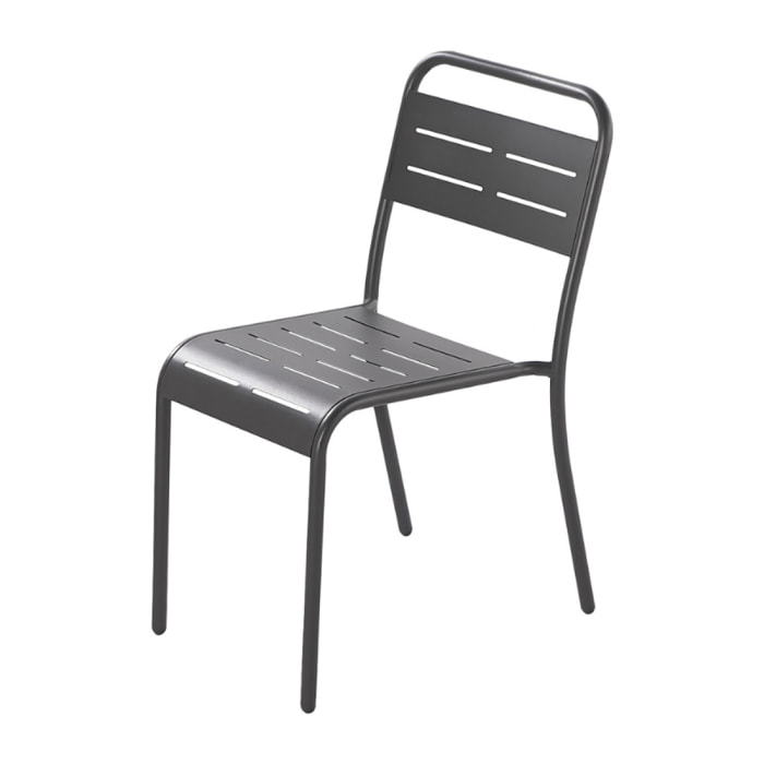 Lot de 6 chaises en acier gris foncé - EVORA