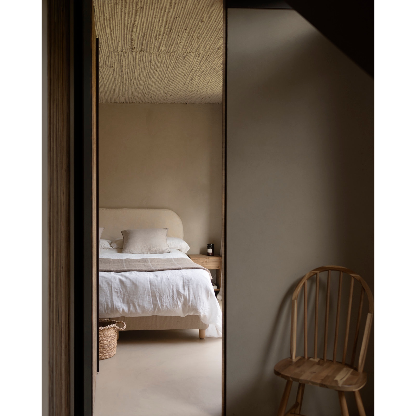 Tête de lit déhoussable en velours côtelé beige en différentes tailles