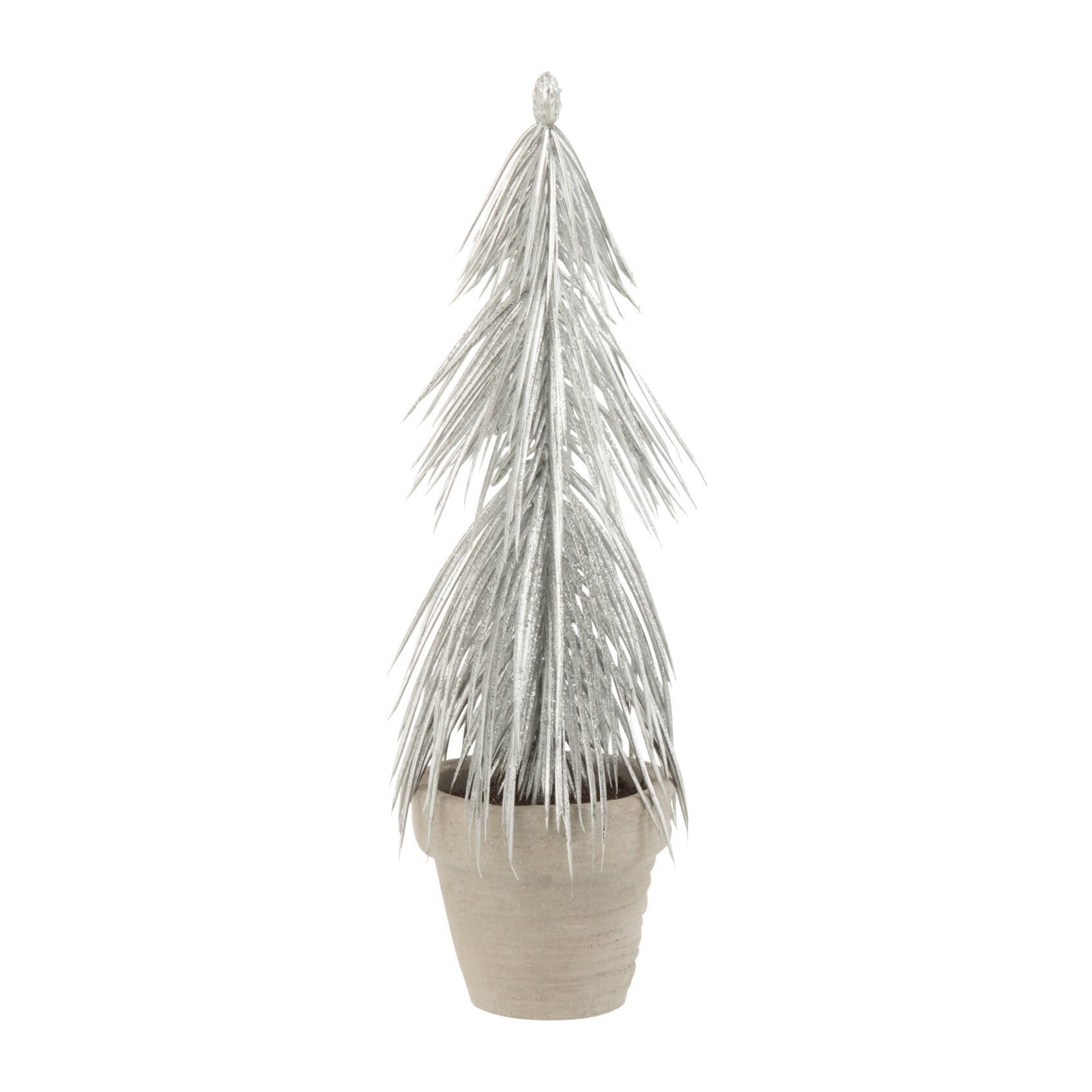 J-Line décoration Sapin En Pot Paillettes - plastique - argent - 2 pcs