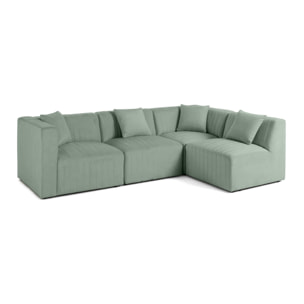 Nova - canapé modulable d'angle droit - 5 places - avec pouf d'appoint - en velours - Bleu