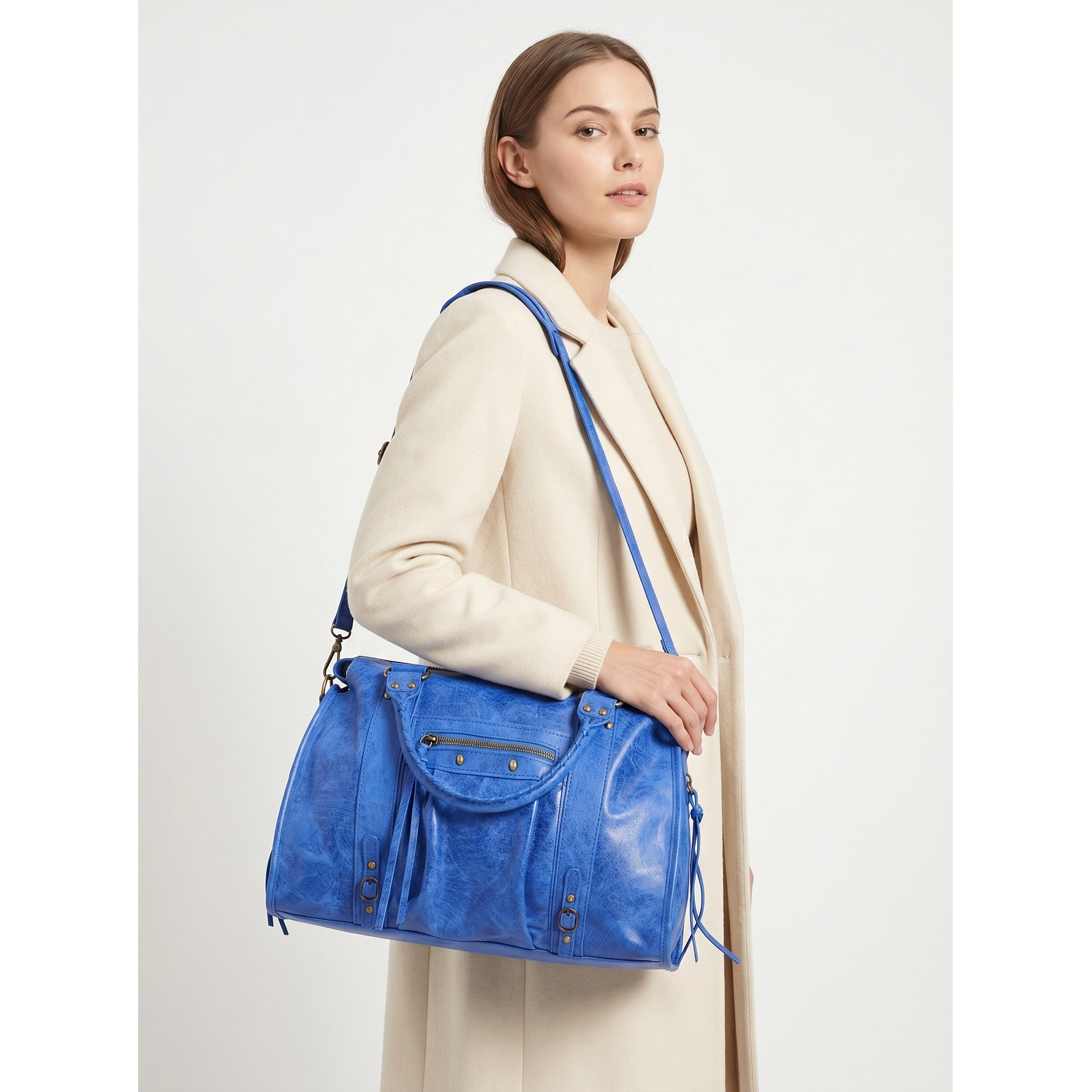 Borsa a spalla da donna - Modello Clara - Vera pelle - 41.0 x 28.0 x 13.0 cm