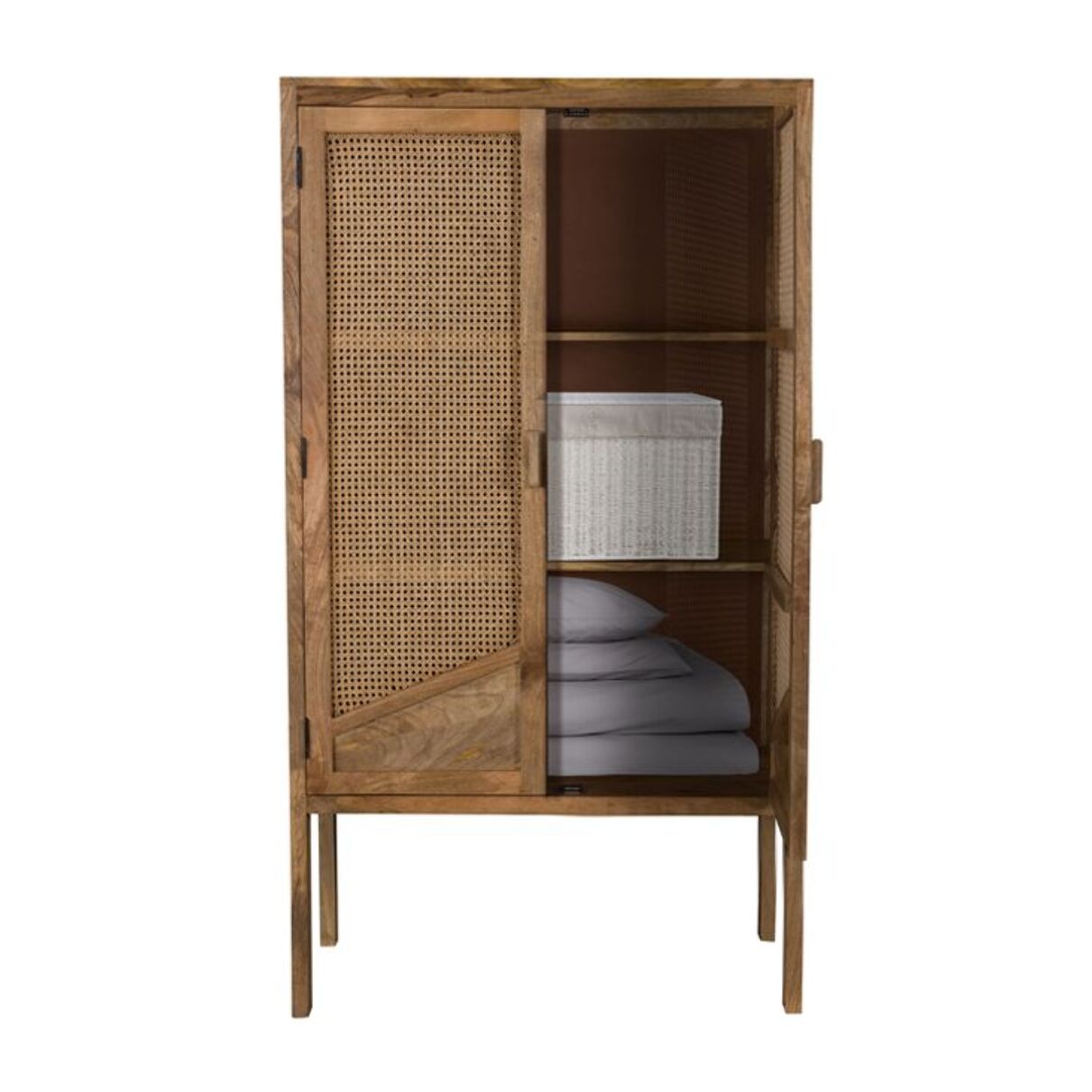 Armoire en cannage et bois 2 portes - Tiki
