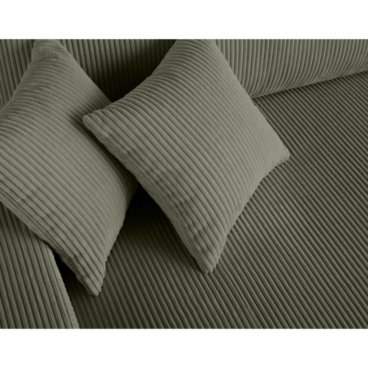 Pivoine - canapé droit 3 places - convertible avec coffre - en velours côtelé - Vert