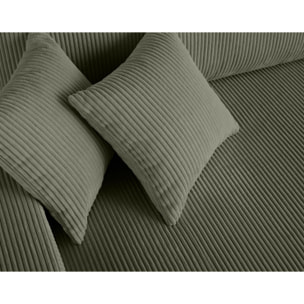 Pivoine - canapé droit 3 places - convertible avec coffre - en velours côtelé - Vert