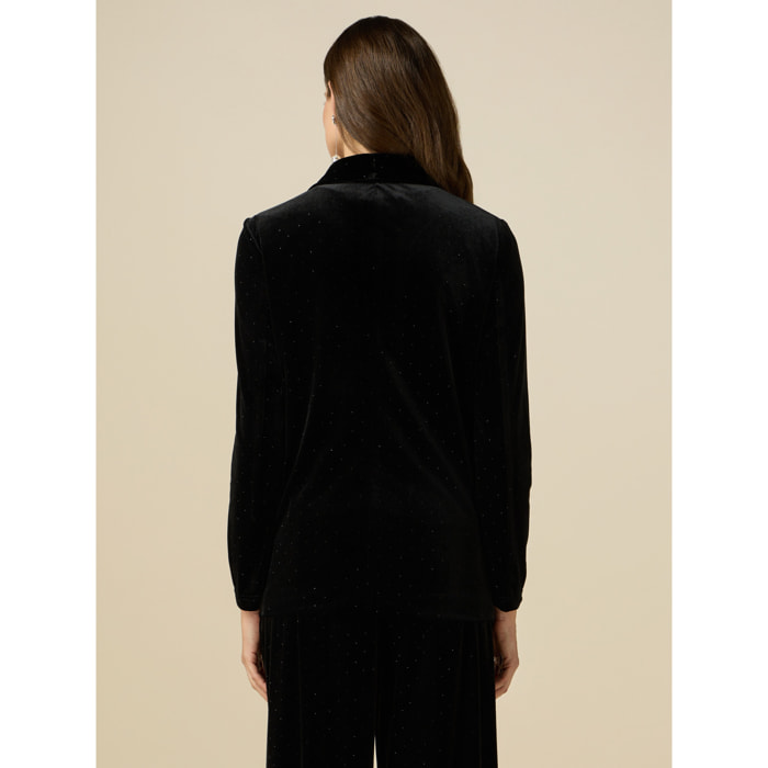 Oltre - Blazer in velluto con cristalli - Nero