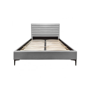 Lit 160 x 200 cm contemporain en tissu gris - LUCERNE