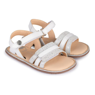 SANDALIA BAREFOOT BLANCO - VELCRO Y BRILLO ELEGANTE