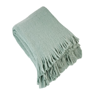 Plaid maille  - Effet laine tricotée - Vert