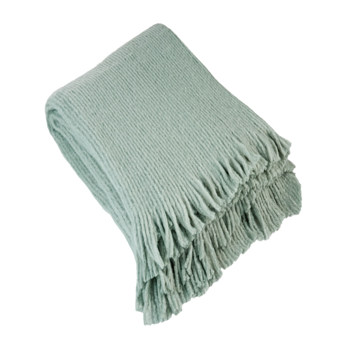 Plaid maille  - Effet laine tricotée - Vert