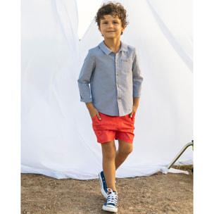 CAMISA CUADRO VICHY MARINO DETALLES ROJOS