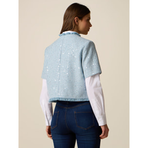 Oltre - Giacca corta con paillettes - Azzurro