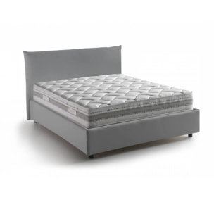 Letto piazza e mezza Creta, Letto contenitore con rivestimento in tessuto, 100% Made in Italy, Apertura frontale, con materasso Cm 120x190 incluso, Grigio