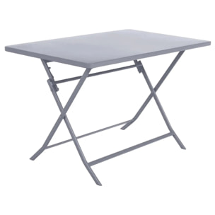 Table de jardin pliante rectangulaire "Greensboro" gris quartz 4 places en acier traité époxy